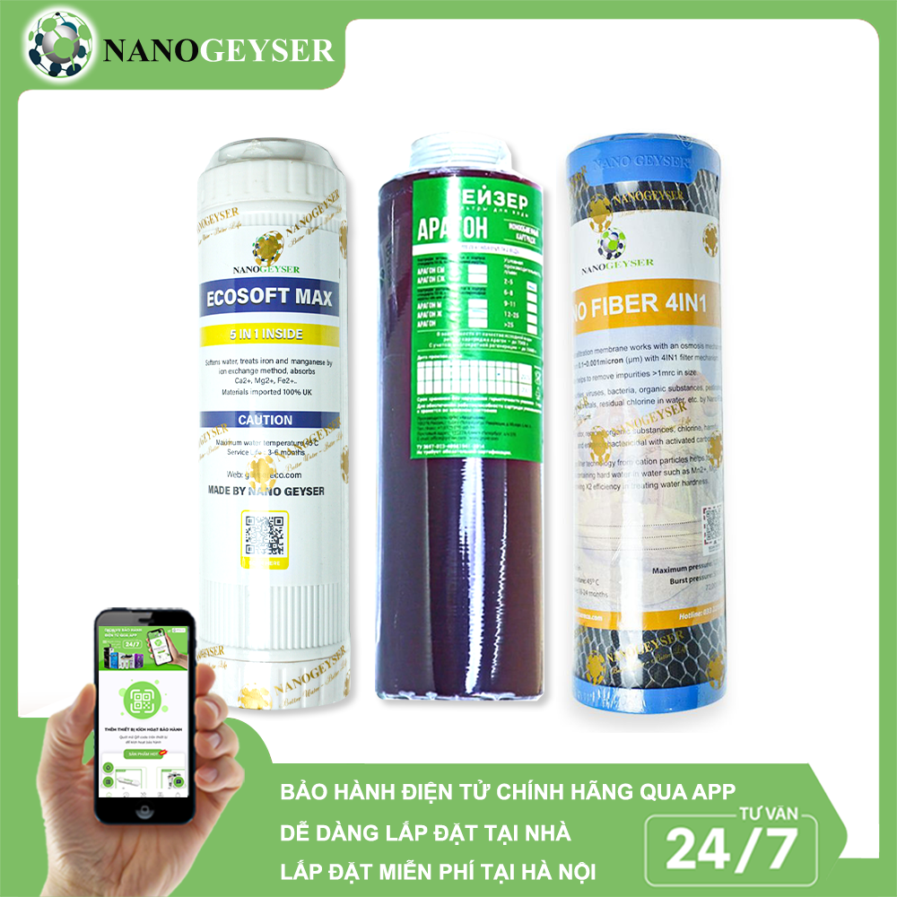 Bộ 3 lõi Ecosoft Max, Aragon, Nano Fiber 4IN1