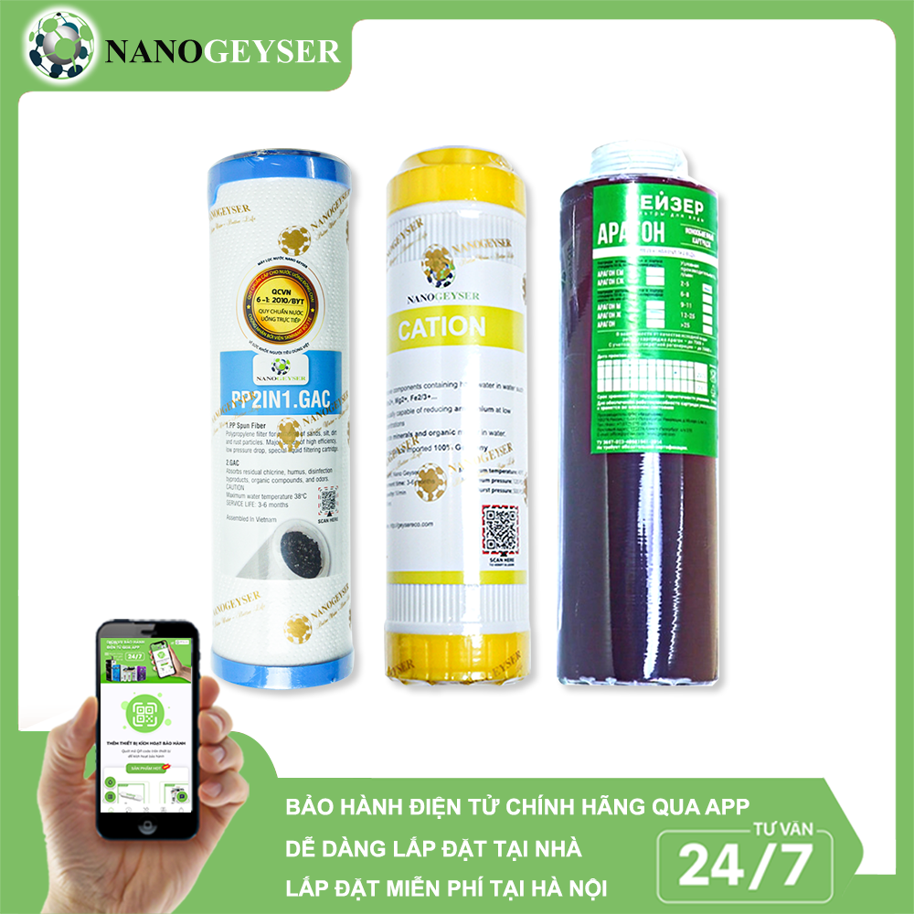Bộ 3 lõi PP.2IN1.GAC, Cation, Aragon (kèm gioăng aragon)