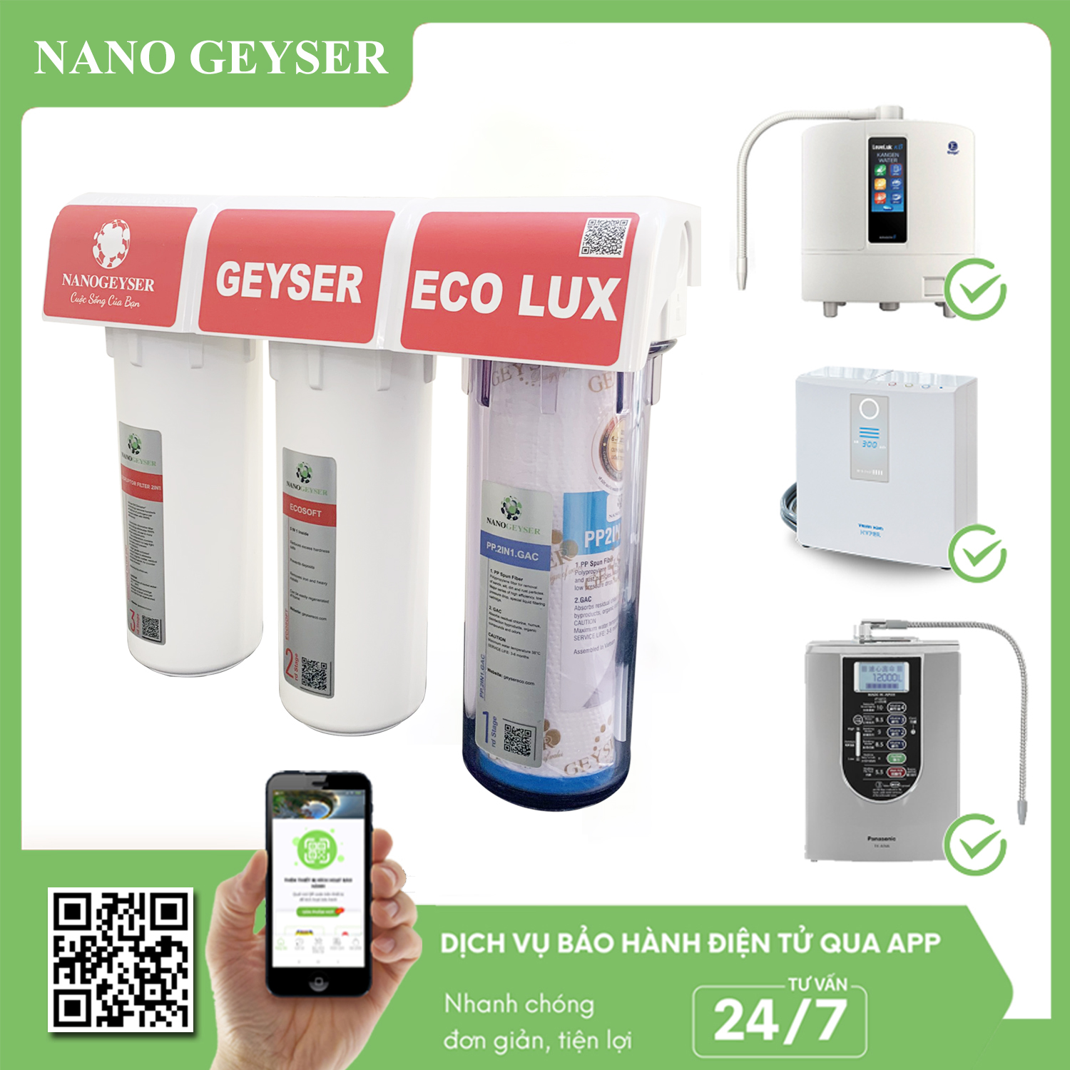 Bộ tiền xử lý cho máy Ion kiềm - Ion Geyser Eco Lux Nano Geyser