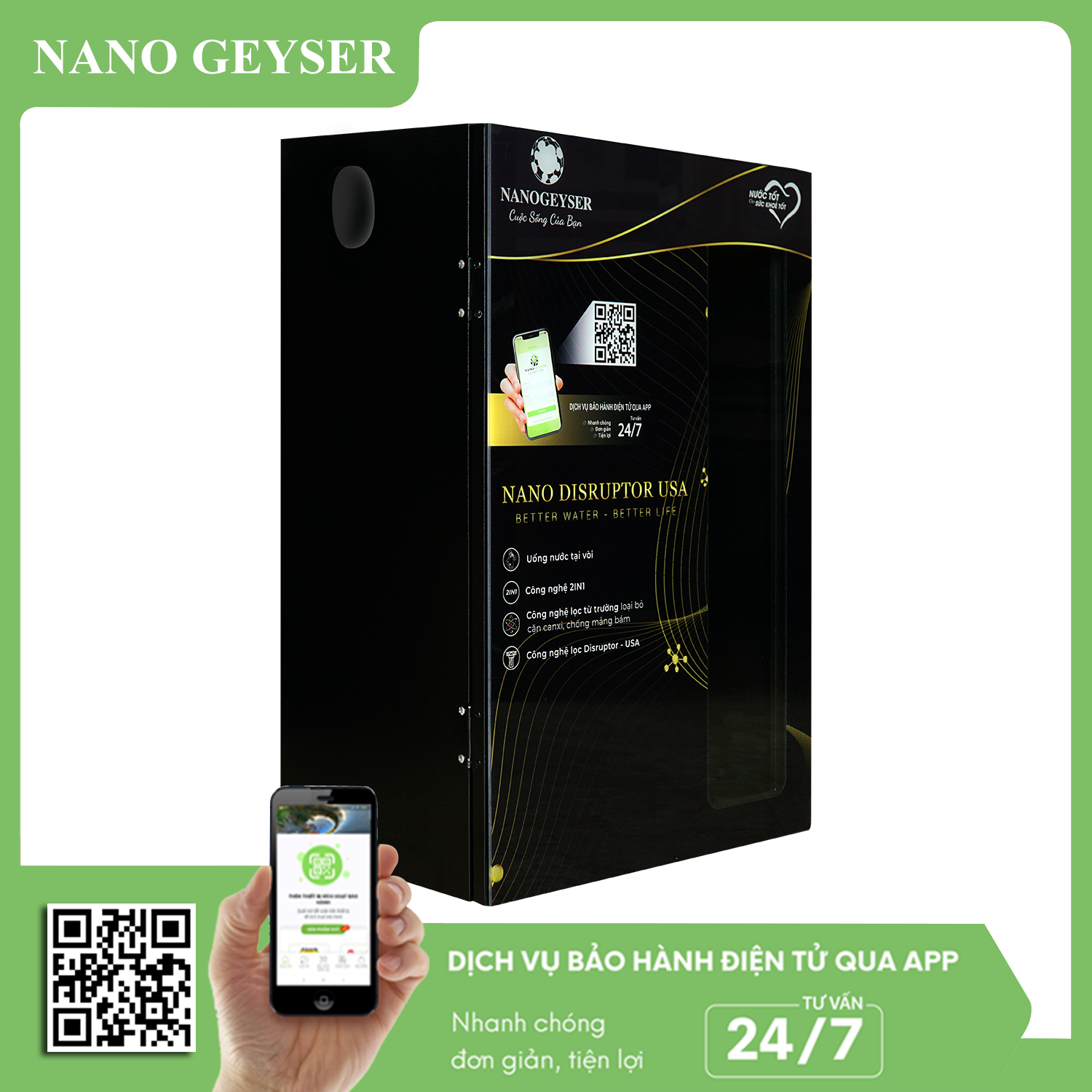 Lọc Tổng 2 Cấp 20 Inch Béo Nano Geyser 3 tầng lọc GN-LT03