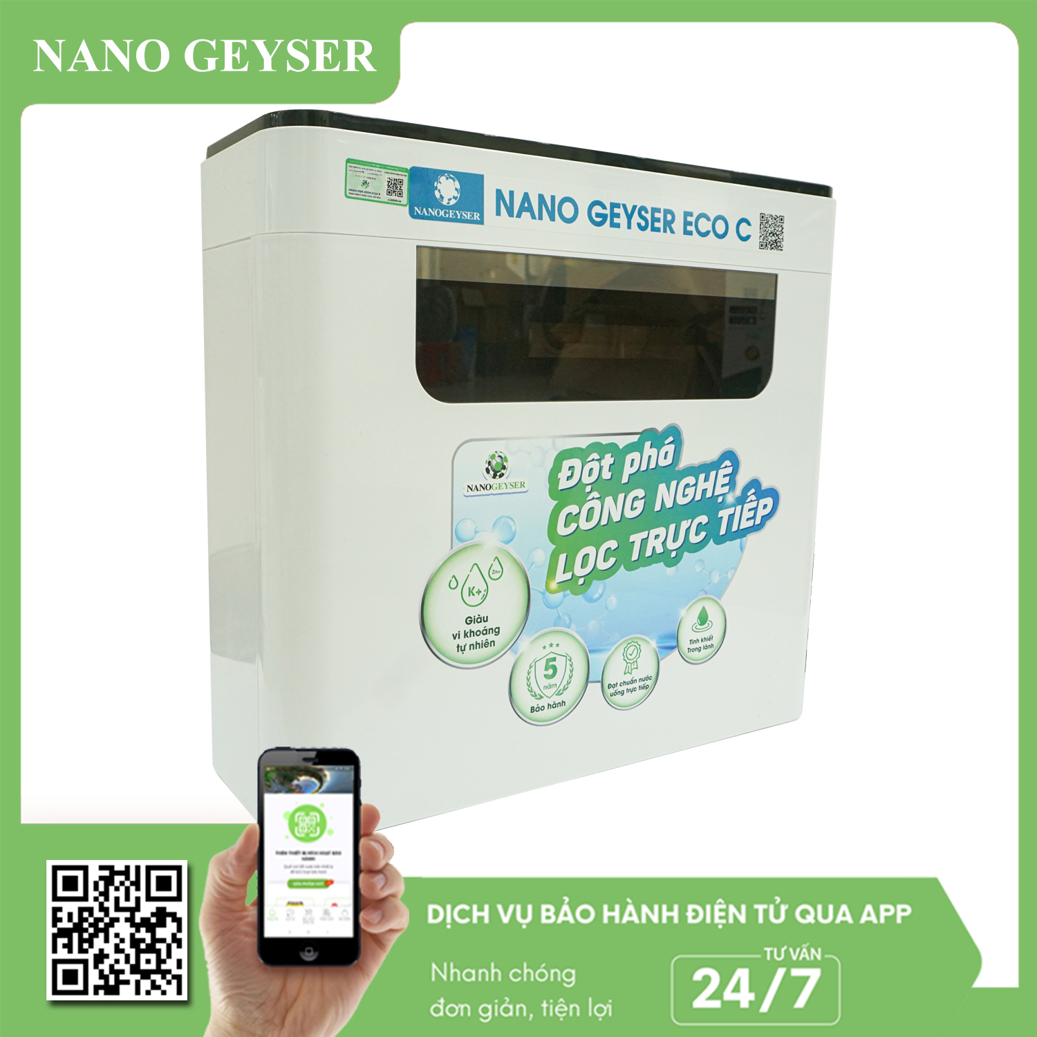 Máy lọc nước Nano Geyser RO ECO C9 - bình áp nhựa 3.2